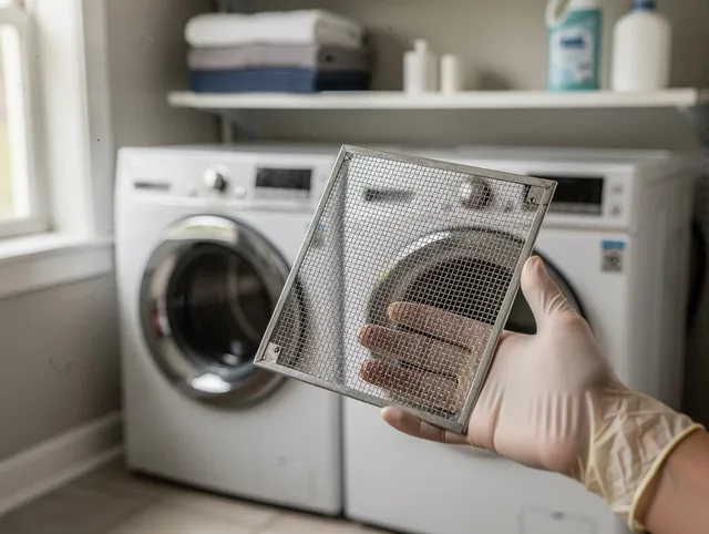 St. Simons Dryer Vent Cleaning specialist performing detailed lint trap cleaning service in St. Simons