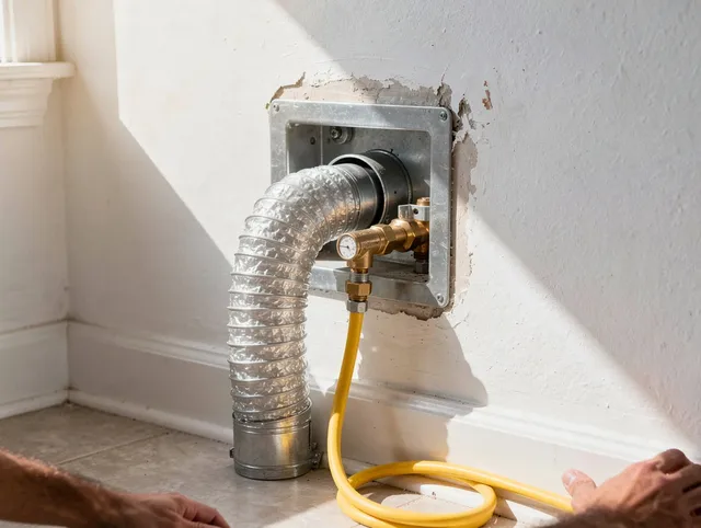 St. Simons Dryer Vent Cleaning certified technician performing specialized gas dryer vent cleaning in St. Simons
